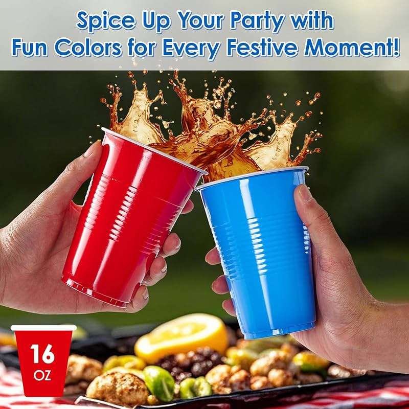 Lilymicky 200 Pack 16 oz Disposable Plastic Cups, Assorted Color Plastic Party Cups for Parties, Events, Game and BBQ - Image 3