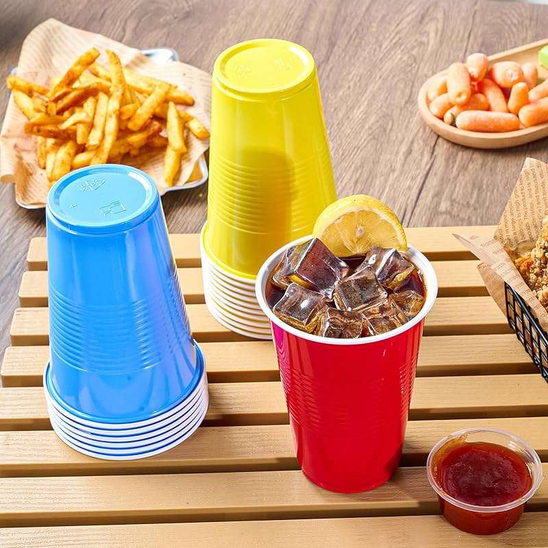 Lilymicky 200 Pack 16 oz Disposable Plastic Cups, Assorted Color Plastic Party Cups for Parties, Events, Game and BBQ - Image 7
