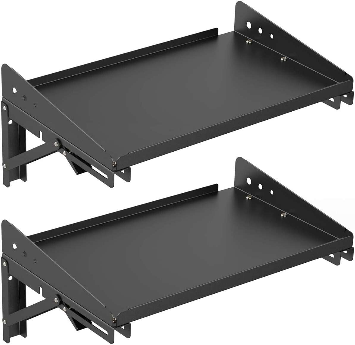 ULIBERMAGNET Garage Folding Storage Rack Shelves,200LB Metal Wall Mounted Adjustable Rail Shelf for Garage,Power Tools,Toolbox,Storage Shelves with Lip for Workshop Kitchen Office (2 Pack) - Image 1