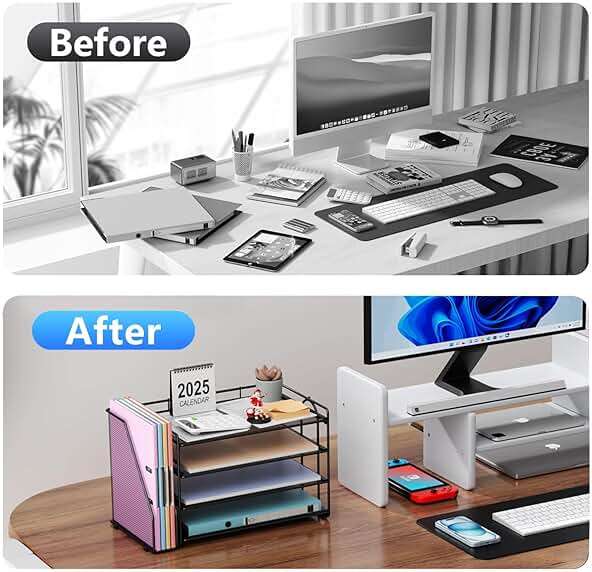 gianotter 4-Tier Paper Organizer With Magazine Holder, Desk Organizers and Accessories, Desk Accessories & Workspace Organizers, File Organizer for Office Supplies Storag (Black, 4-Tier) - Image 4