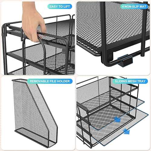 gianotter 4-Tier Paper Organizer With Magazine Holder, Desk Organizers and Accessories, Desk Accessories & Workspace Organizers, File Organizer for Office Supplies Storag (Black, 4-Tier) - Image 7