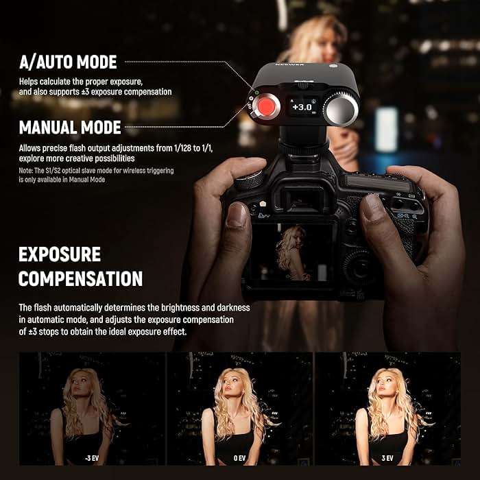 NEEWER Z160 Single Contact Camera Flash Compatible with Canon Nikon Sony Fuji Olympus Cameras, 22Ws GN14 6000K Speedlite, A/M Mode 1/1-1/128 Power, 1100mAh Battery 650 Full Power Light 1.5s Recycling - Image 4