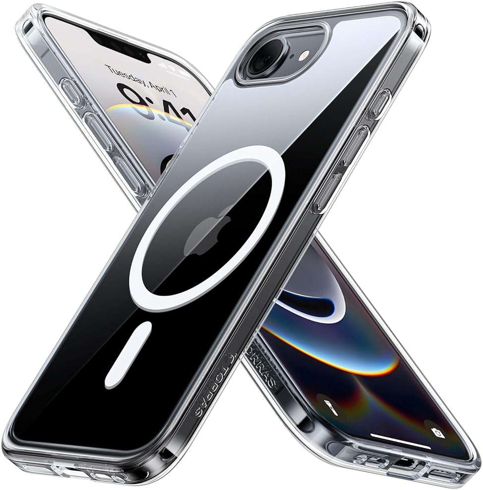 TORRAS for iPhone 16e Case/iPhone 17e Case Clear, Never Yellow, Magnetic Phone Case, 16FT Military Grade Drop Protection, Slim Transparent Anti-Scratch Cover for iPhone17e Phone Case 6.1", Clear - Image 1
