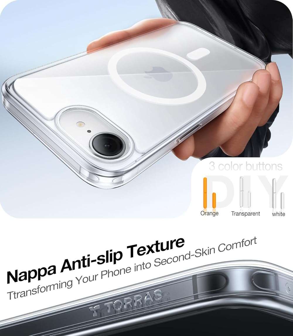 TORRAS for iPhone 16e Case/iPhone 17e Case Clear, Never Yellow, Magnetic Phone Case, 16FT Military Grade Drop Protection, Slim Transparent Anti-Scratch Cover for iPhone17e Phone Case 6.1", Clear - Image 7
