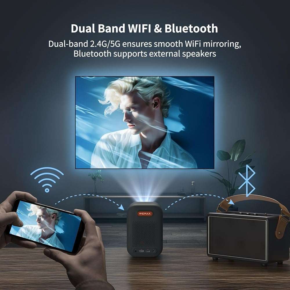 WEMAX Google TV Projector, Netflix Officially Licensed 4K Support, Mini Projector with Wifi and Bluetooth, Smart Movie Projector for Home Theater, 1080P Full HD, MAX 120" Display, Dolby Audio - Image 7