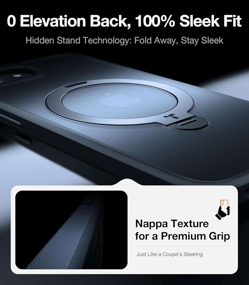 TORRAS 360 Spin for iPhone 17e Case & iPhone 16e case with Stand, Fit for MagSafe, 4X Military-Grade Protective, Stand Phone Case for iPhone 17e Case, Ring Holder Slim Cover, Matte Black 6.1'' - Image 9