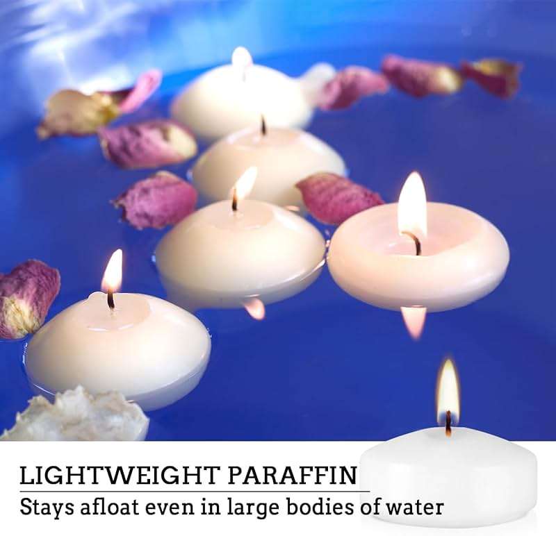 50 Pack of 2-Inch White Floating Candles - Ideal for Weddings, Home Décor, Spa Baths, and Romantic Settings. - Image 4