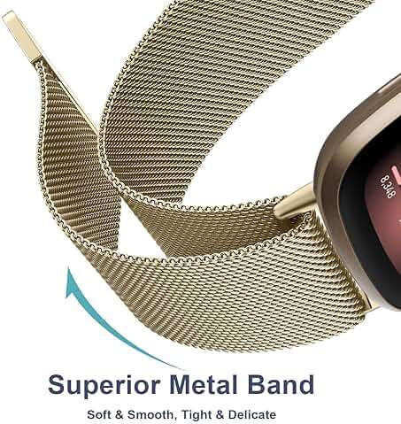 Meliya Metal Bands for Fitbit Sense 2 / Fitbit Sense/Fitbit Versa 4 / Versa 3 for Women Men, Stainless Steel Wristband Replacement Straps for Fitbit Versa 4/Sense 2/Sense/Versa 3 Smartwatch - Image 4