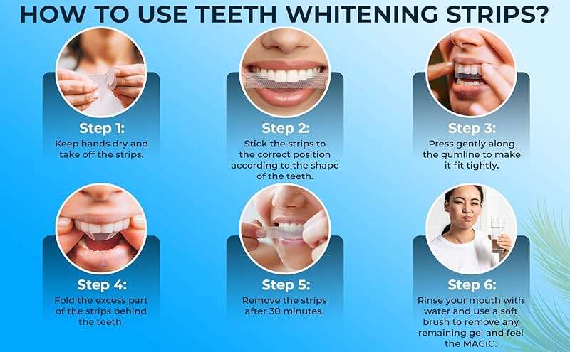 ZAFINCO Teeth Whitening Strips for a Brighter Smile - 28 Mint Flavored Sensitive Teeth Whitening Strips, Dentist Recommended,-Non Toxic, Peroxide Free & Enamel Safe - 14 Treatments, Made in USA - Image 6