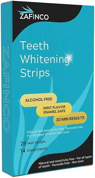 ZAFINCO Teeth Whitening Strips for a Brighter Smile - 28 Mint Flavored Sensitive Teeth Whitening Strips, Dentist Recommended,-Non Toxic, Peroxide Free & Enamel Safe - 14 Treatments, Made in USA - Image 8