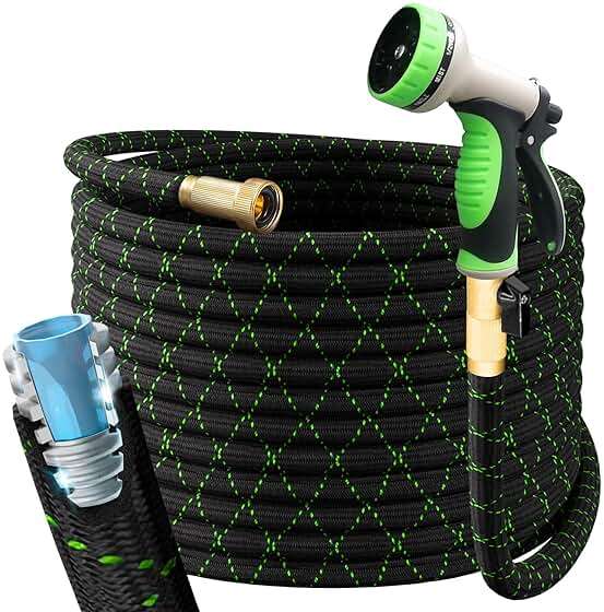 PowerFlow Garden Hose, NON-EXPANDABLE 25 Feet Premium Quality Stainless Steel Metal Water Hose with Durable Fabric Skin, Hose For Commercial, Residential Use, Bonus 10-way Spray Nozzle (25 Ft, Black) - Image 8