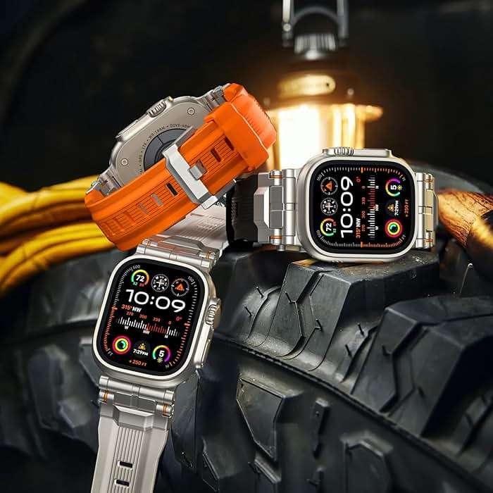 Bandletic R-Steel FKM Band + Sport Rugged Band Compatible with Apple Watch Ultra 2/Ultra Band 49mm - Waterproof Strap for for iWatch Series SE2/SE/10/9/8/7/6/5 46mm 45mm 44mm 42mm (Series 3/2/1) - Image 9