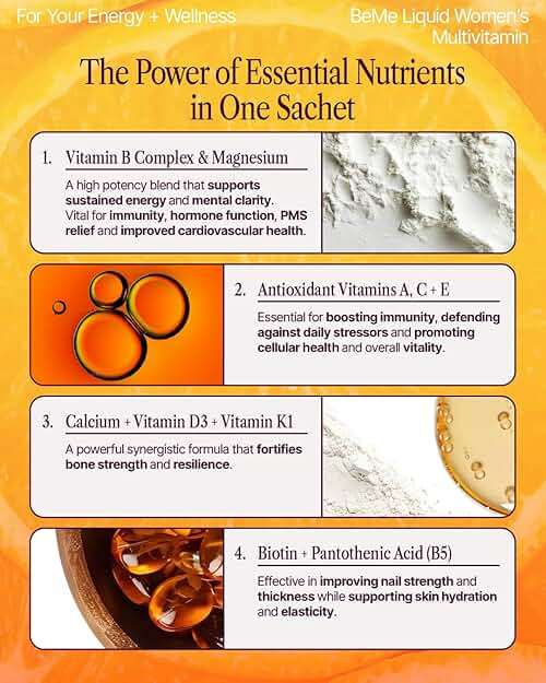 BeMe Liquid Multivitamins for Women - Advanced Liquid Delivery System with 13 Vitamins & Minerals - Tear & Go Sachets, Non-GMO, Orange Flavor (15 Sachets) - Image 2