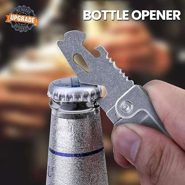 EDCFANS Keychain Multitool Knife, Multi Tools Keychains, Fathers Day Dad Gifts for Men, Tanto Pocket Knives with Clip, Bottle Opener, Box Cutter, Pry Bar, Screwdriver Wrench, EDC Hiking Camping Gear - Image 6