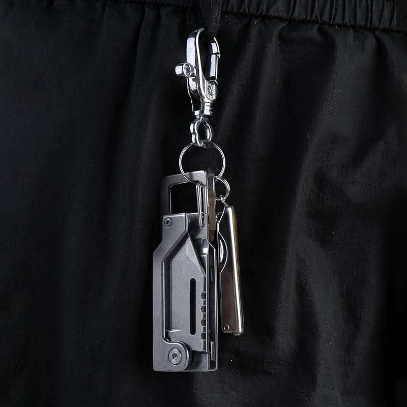 EDCFANS Keychain Multitool Knife, Multi Tools Keychains, Fathers Day Dad Gifts for Men, Tanto Pocket Knives with Clip, Bottle Opener, Box Cutter, Pry Bar, Screwdriver Wrench, EDC Hiking Camping Gear - Image 7