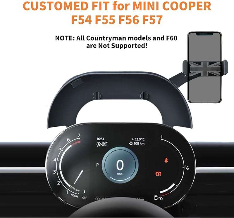 Persevere Car Phone Holder for Mini Cooper F54 F55 F56 F57 with Control Display Dashboard, 360° Rotatable Phone Mount for All 4-6.9 Inches Smartphones, Right (Not Supported All Countryman F60/R61) - Image 2