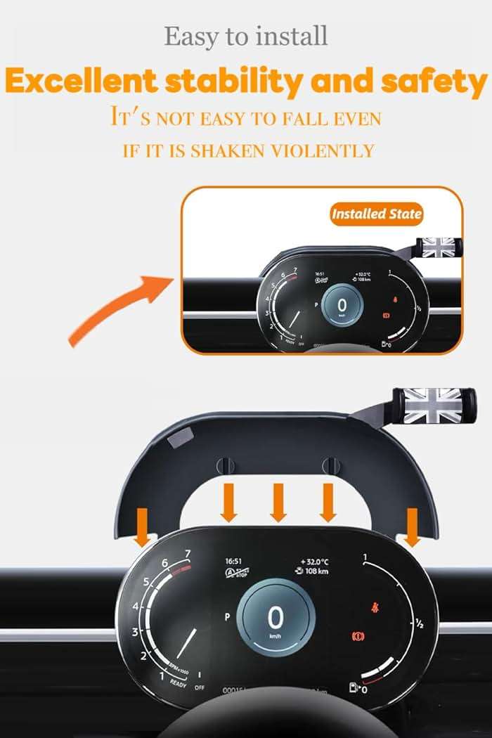 Persevere Car Phone Holder for Mini Cooper F54 F55 F56 F57 with Control Display Dashboard, 360° Rotatable Phone Mount for All 4-6.9 Inches Smartphones, Right (Not Supported All Countryman F60/R61) - Image 3