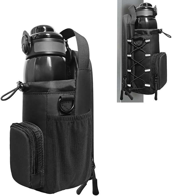 JACZZO Magnetic Gym Bag, Magnetic Water Bottle Holder & Small Gym Bag, Gym Gifts for Women and Men (Black, <40 OZ) - Image 1