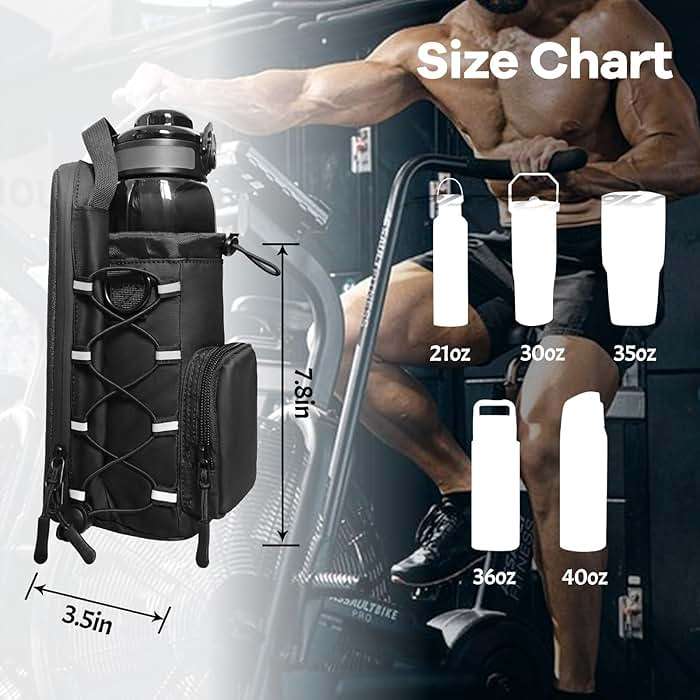 JACZZO Magnetic Gym Bag, Magnetic Water Bottle Holder & Small Gym Bag, Gym Gifts for Women and Men (Black, <40 OZ) - Image 4