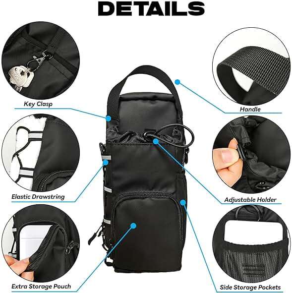 JACZZO Magnetic Gym Bag, Magnetic Water Bottle Holder & Small Gym Bag, Gym Gifts for Women and Men (Black, <40 OZ) - Image 5