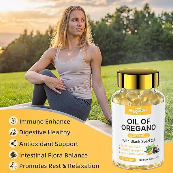 HEALOADING Organic Oregano Oil Softgels: Oil of Oregano 300mg with 200mg Black Seed Oil Oregano Supplement is Natural Antioxidants for Immune Health Non-GMO Gluten Free Formula - Image 4