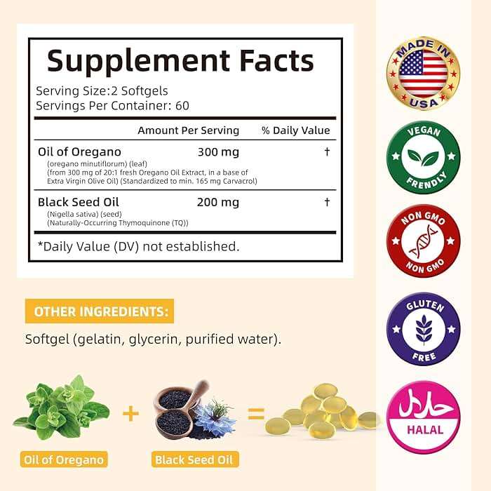 HEALOADING Organic Oregano Oil Softgels: Oil of Oregano 300mg with 200mg Black Seed Oil Oregano Supplement is Natural Antioxidants for Immune Health Non-GMO Gluten Free Formula - Image 6