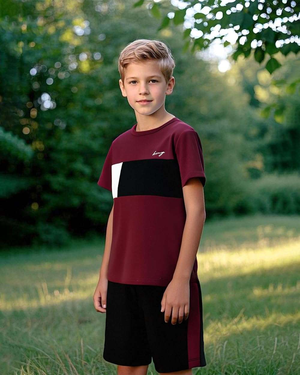 KIMI BEAR Boy Clothes Kids Boy's Summer Outfits Shorts Sleeve Crewneck T Shirt Tops Tees Shorts Sets Boy's 2 Piece Outfits - Image 2
