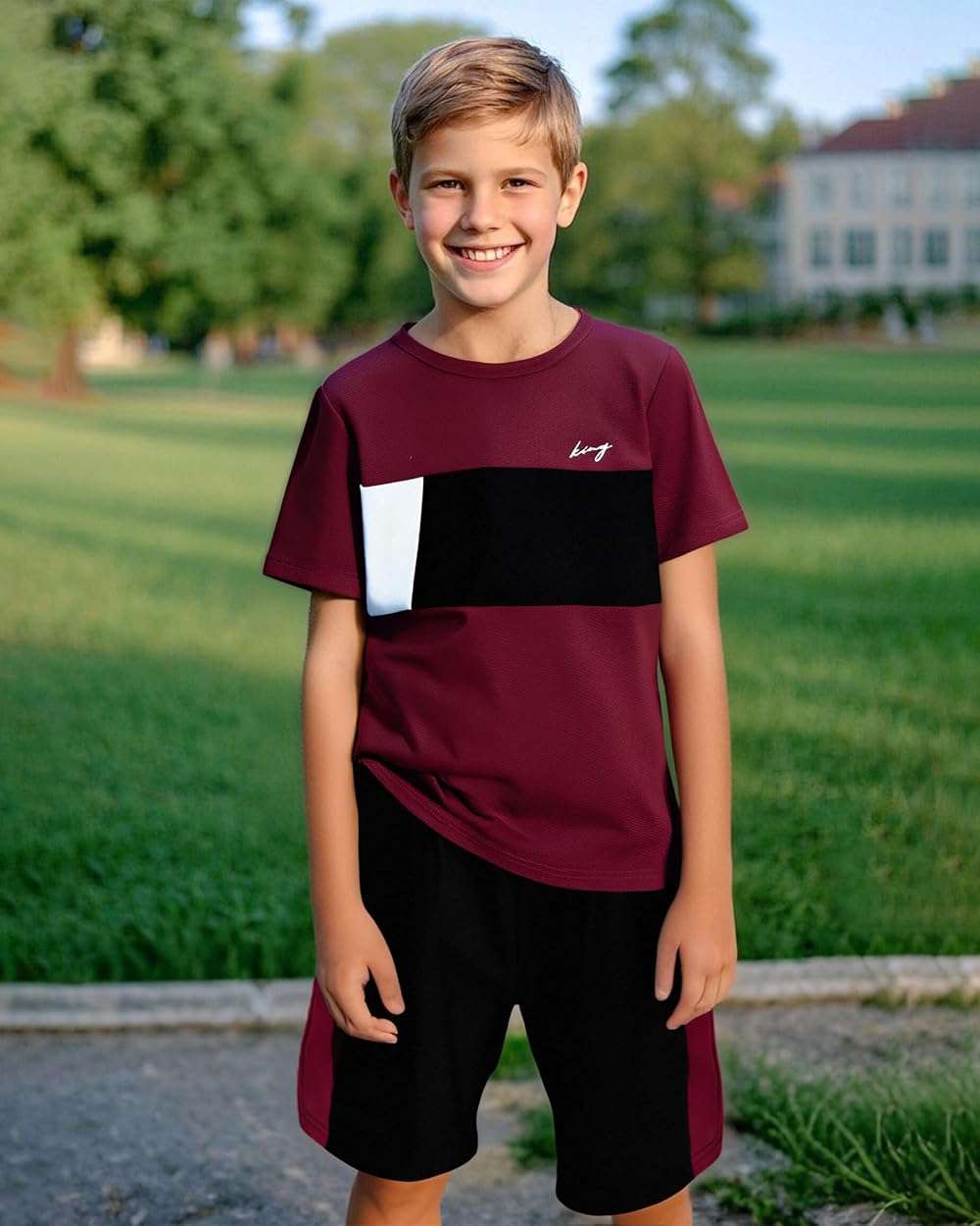 KIMI BEAR Boy Clothes Kids Boy's Summer Outfits Shorts Sleeve Crewneck T Shirt Tops Tees Shorts Sets Boy's 2 Piece Outfits - Image 3