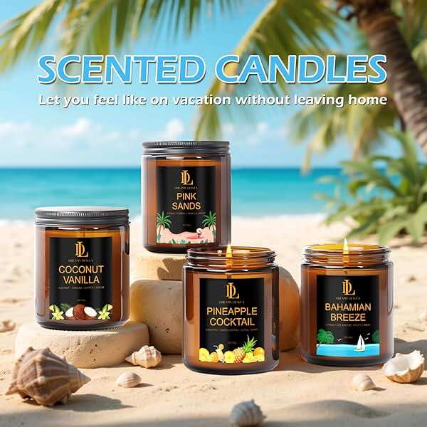 Scented Candles Set, 4 Pack Soy Candles for Home Scented, Candle Gifts for Women Men, 28oz 200 Hours Burn, Scents of Pineapple Cocktail/Coconut Vanilla/Pink Sands/Bahamian Breeze - Image 5
