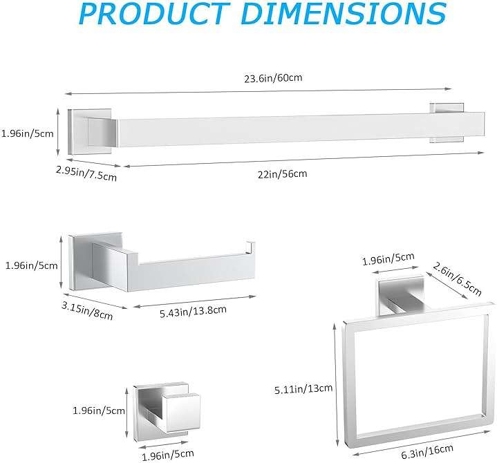 5 Pieces Towel Bar Set Brushed Nickel Bathroom Hardware Accessories Set SUS304 Stainless Steel Towel Holder Set for Bathroom 23.6 Inch Towel Bar,Towel Rack Wall Mounted - Image 2