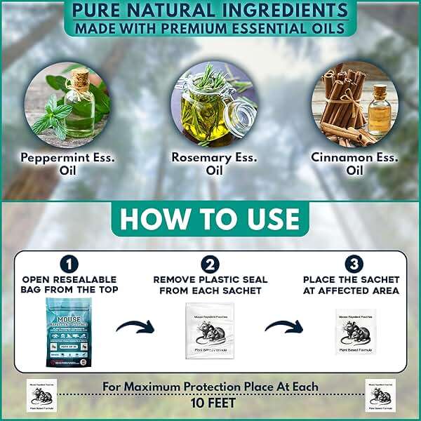 10Pack Natural Mouse Repellent Pouches Indoor Powered by Botanical Scent Mice Repellent Pouches Rodent Repellent Pouches vamoose Rodent-repelling Pouches for House Basement Attic Shed Barn Storage Rv - Image 3