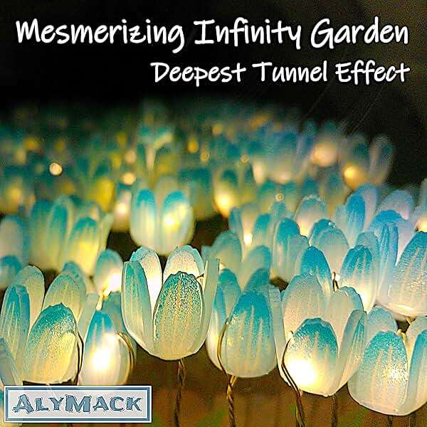 ALYMACK Handmade Tulip Lamp Fully Assembled - Flower Night Light Cuteness Lamps - Tulip and Rose Infinity Mirror in a Glass - Gift for Women or Girl - Lampara de Tulipanes Infinitos (Blue, USB) - Image 3