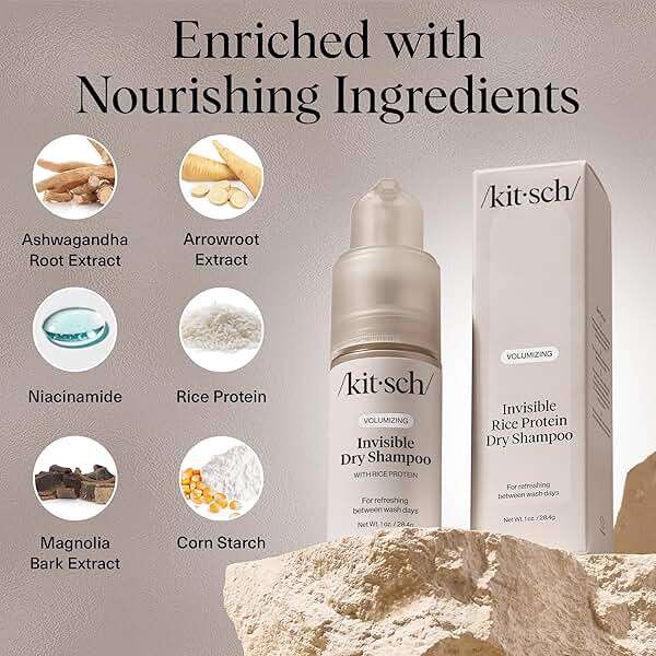 Kitsch Volumizing Rice Protein Dry Shampoo Powder - Dry Shampoo for Women & Men, No White Cast, Absorbs Oil, Non-Greasy, Light-to-medium Hair Colors, Travel Size | Ideal Gifts for Women- Invisible 1oz - Image 3