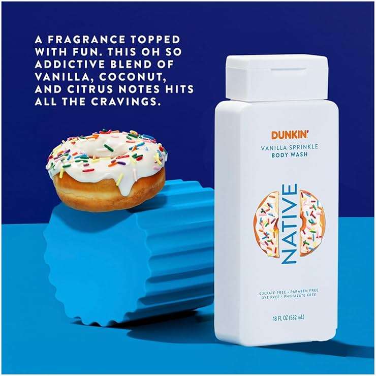 Native Body Wash, Dunkin Vanilla Sprinkle, Contains Naturally Derived Ingredients | For Women & Men, Sulfate, Paraben, & Dye Free Leaving Skin Soft and Hydrated | 18 oz - Image 5