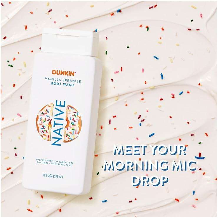 Native Body Wash, Dunkin Vanilla Sprinkle, Contains Naturally Derived Ingredients | For Women & Men, Sulfate, Paraben, & Dye Free Leaving Skin Soft and Hydrated | 18 oz - Image 7