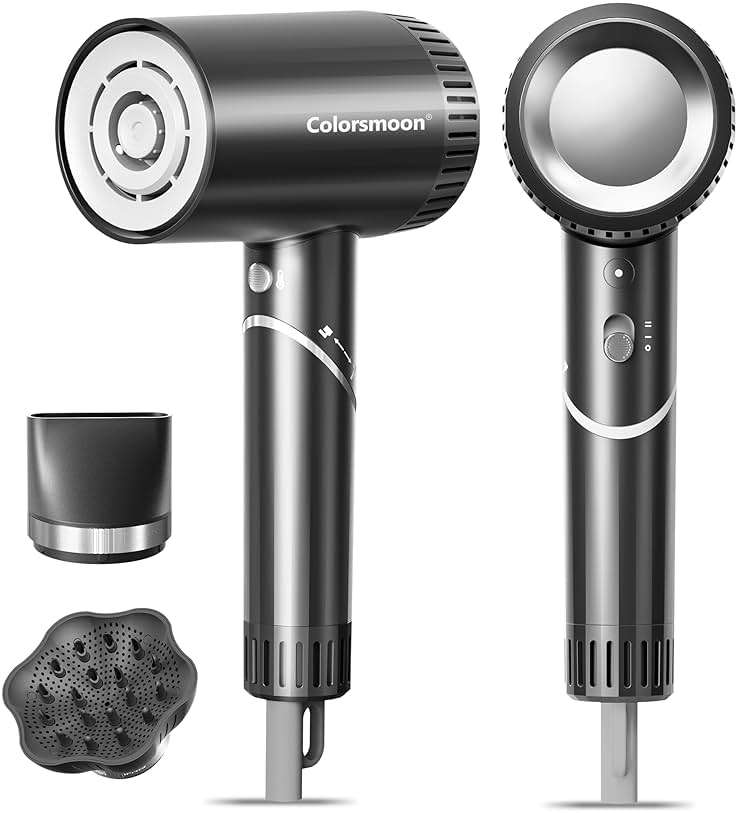 Hair Dryer, 100,000 RPM High-Speed Blow Dryers for Women & Men, Hair Dryers with Diffuser & Nozzle, Portable Hairdryer for Travel Home Use, Quiet & Fast-Drying, 500 Million Negative Ions, Heat-Control - Image 1