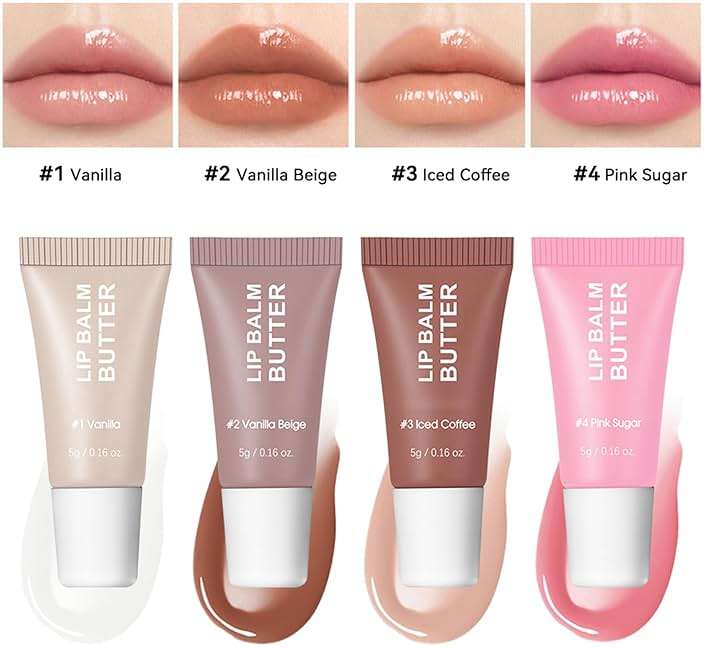 4Pcs Hydrating Lip Gloss Set, Mini Lip Balm Pack, High Shine Glass Finish Lip Moisturizing Plumping Lip Gloss Shiny Jelly Liquid Lipstick for Women - Image 3