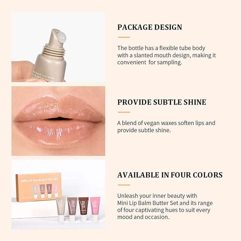 4Pcs Hydrating Lip Gloss Set, Mini Lip Balm Pack, High Shine Glass Finish Lip Moisturizing Plumping Lip Gloss Shiny Jelly Liquid Lipstick for Women - Image 5