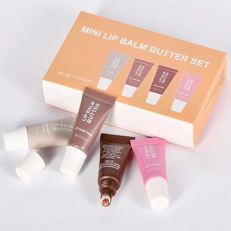 4Pcs Hydrating Lip Gloss Set, Mini Lip Balm Pack, High Shine Glass Finish Lip Moisturizing Plumping Lip Gloss Shiny Jelly Liquid Lipstick for Women - Image 7
