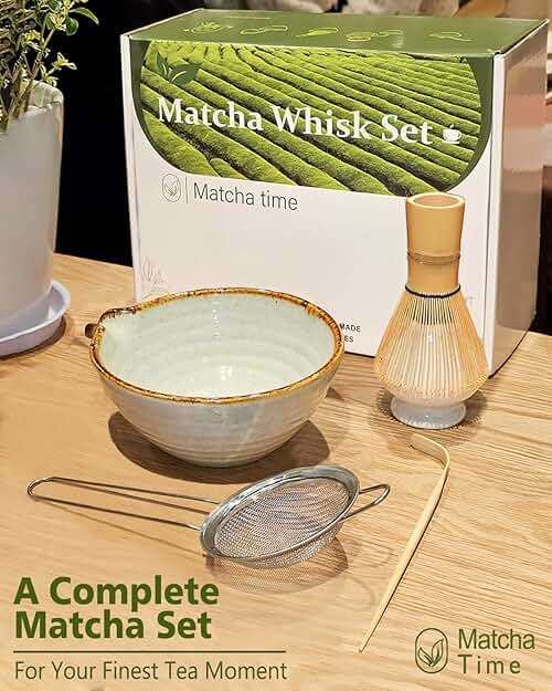 Vaiheng Matcha Whisk Set with Matcha Bowl, Matcha Whisk Holder Matcha Bamboo Whisks, Scoop, Sifter, Mothers Day Gifts for Women Mom Her Girl Friend Home Kitchen Decor Kit for Tea Enthusiasts - Image 2