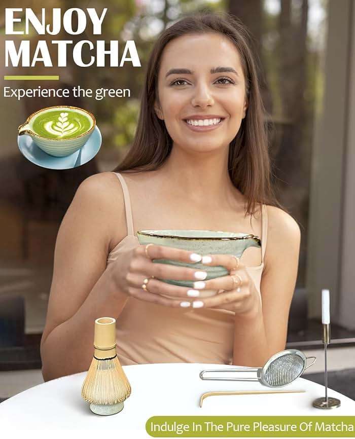 Vaiheng Matcha Whisk Set with Matcha Bowl, Matcha Whisk Holder Matcha Bamboo Whisks, Scoop, Sifter, Mothers Day Gifts for Women Mom Her Girl Friend Home Kitchen Decor Kit for Tea Enthusiasts - Image 5