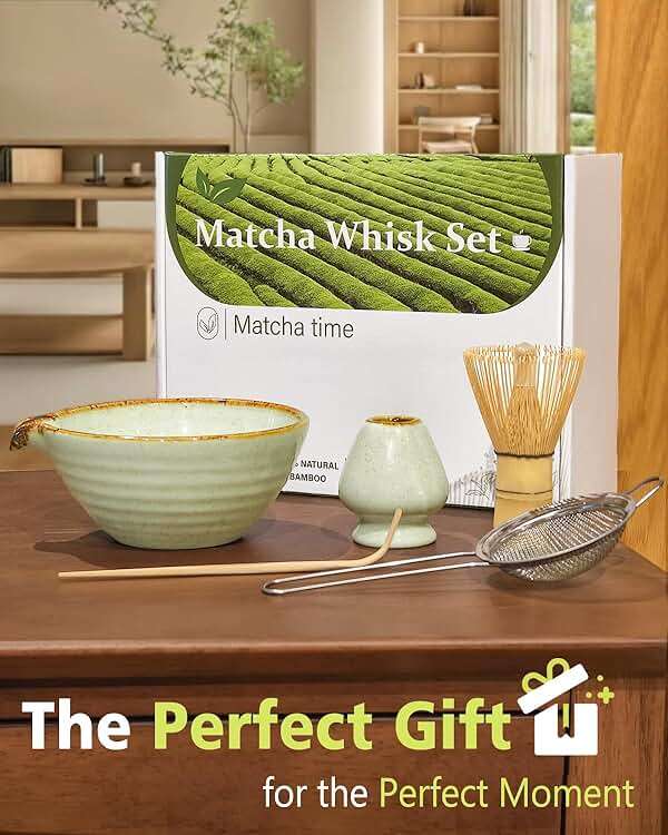 Vaiheng Matcha Whisk Set with Matcha Bowl, Matcha Whisk Holder Matcha Bamboo Whisks, Scoop, Sifter, Mothers Day Gifts for Women Mom Her Girl Friend Home Kitchen Decor Kit for Tea Enthusiasts - Image 6