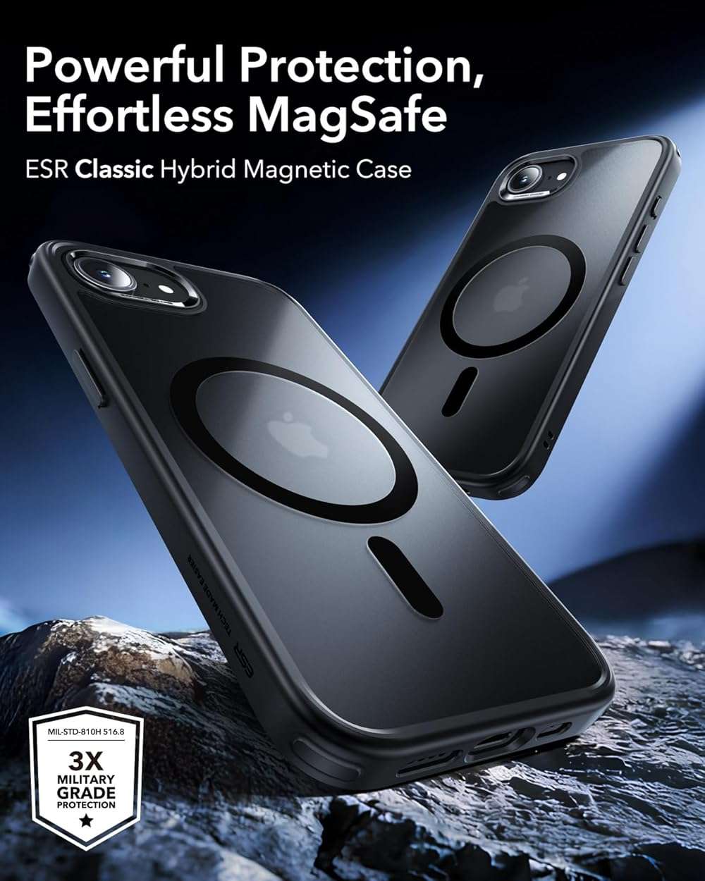 ESR for iPhone 17e/iPhone 16e Case, Compatible with MagSafe, Shockproof Military-Grade Protection, Scratch-Resistant Back, Magnetic Phone Case for iPhone 17e/16e, Classic Hybrid Case, Frosted Black - Image 3