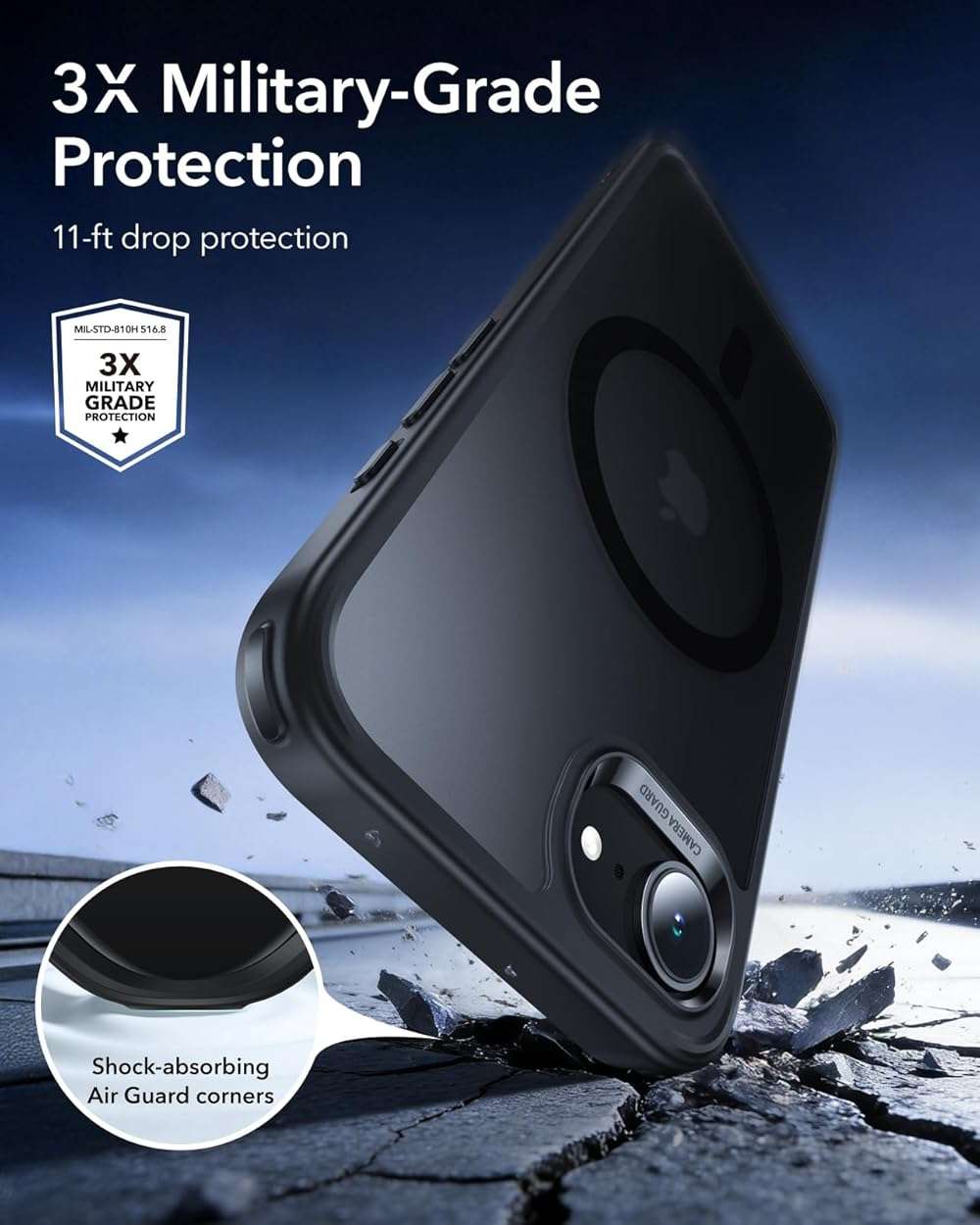 ESR for iPhone 17e/iPhone 16e Case, Compatible with MagSafe, Shockproof Military-Grade Protection, Scratch-Resistant Back, Magnetic Phone Case for iPhone 17e/16e, Classic Hybrid Case, Frosted Black - Image 5