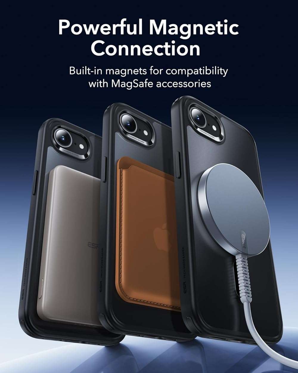 ESR for iPhone 17e/iPhone 16e Case, Compatible with MagSafe, Shockproof Military-Grade Protection, Scratch-Resistant Back, Magnetic Phone Case for iPhone 17e/16e, Classic Hybrid Case, Frosted Black - Image 6