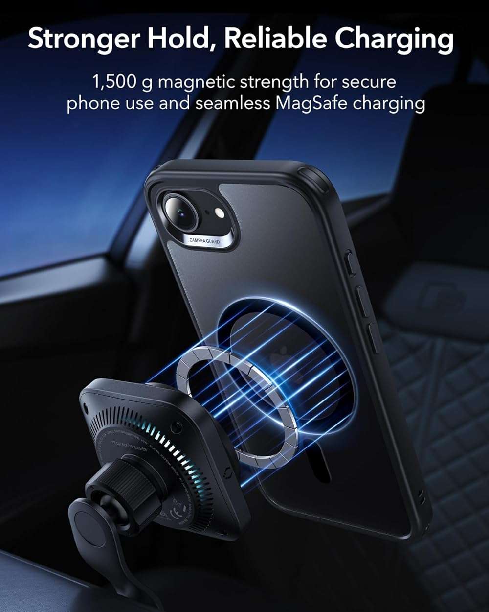 ESR for iPhone 17e/iPhone 16e Case, Compatible with MagSafe, Shockproof Military-Grade Protection, Scratch-Resistant Back, Magnetic Phone Case for iPhone 17e/16e, Classic Hybrid Case, Frosted Black - Image 7
