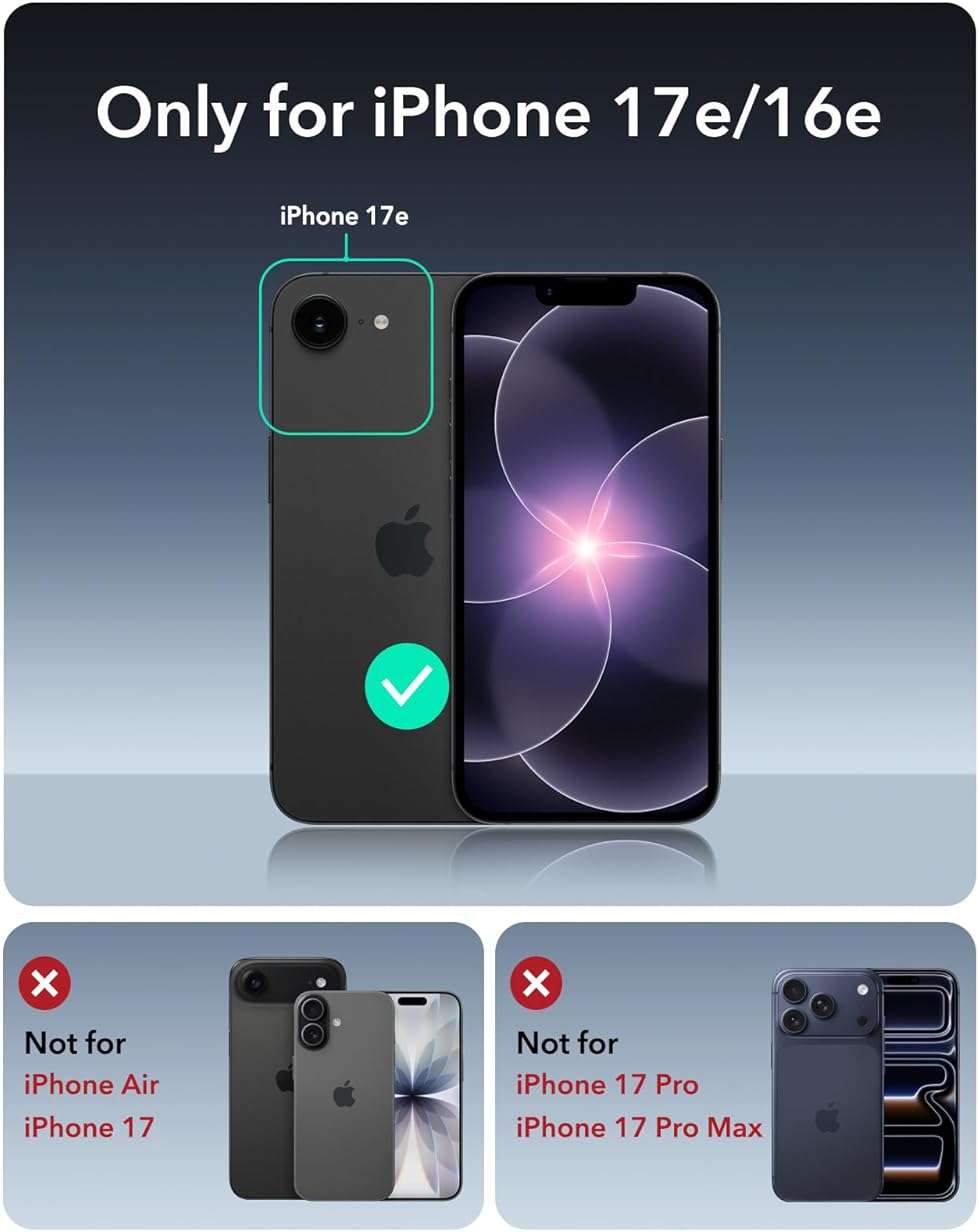 ESR for iPhone 17e/iPhone 16e Case, Compatible with MagSafe, Shockproof Military-Grade Protection, Scratch-Resistant Back, Magnetic Phone Case for iPhone 17e/16e, Classic Hybrid Case, Clear Black - Image 2