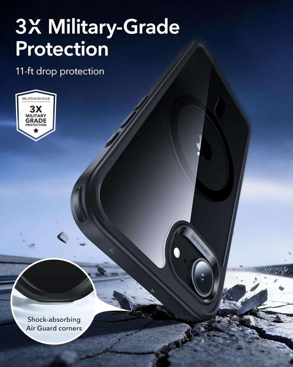 ESR for iPhone 17e/iPhone 16e Case, Compatible with MagSafe, Shockproof Military-Grade Protection, Scratch-Resistant Back, Magnetic Phone Case for iPhone 17e/16e, Classic Hybrid Case, Clear Black - Image 5