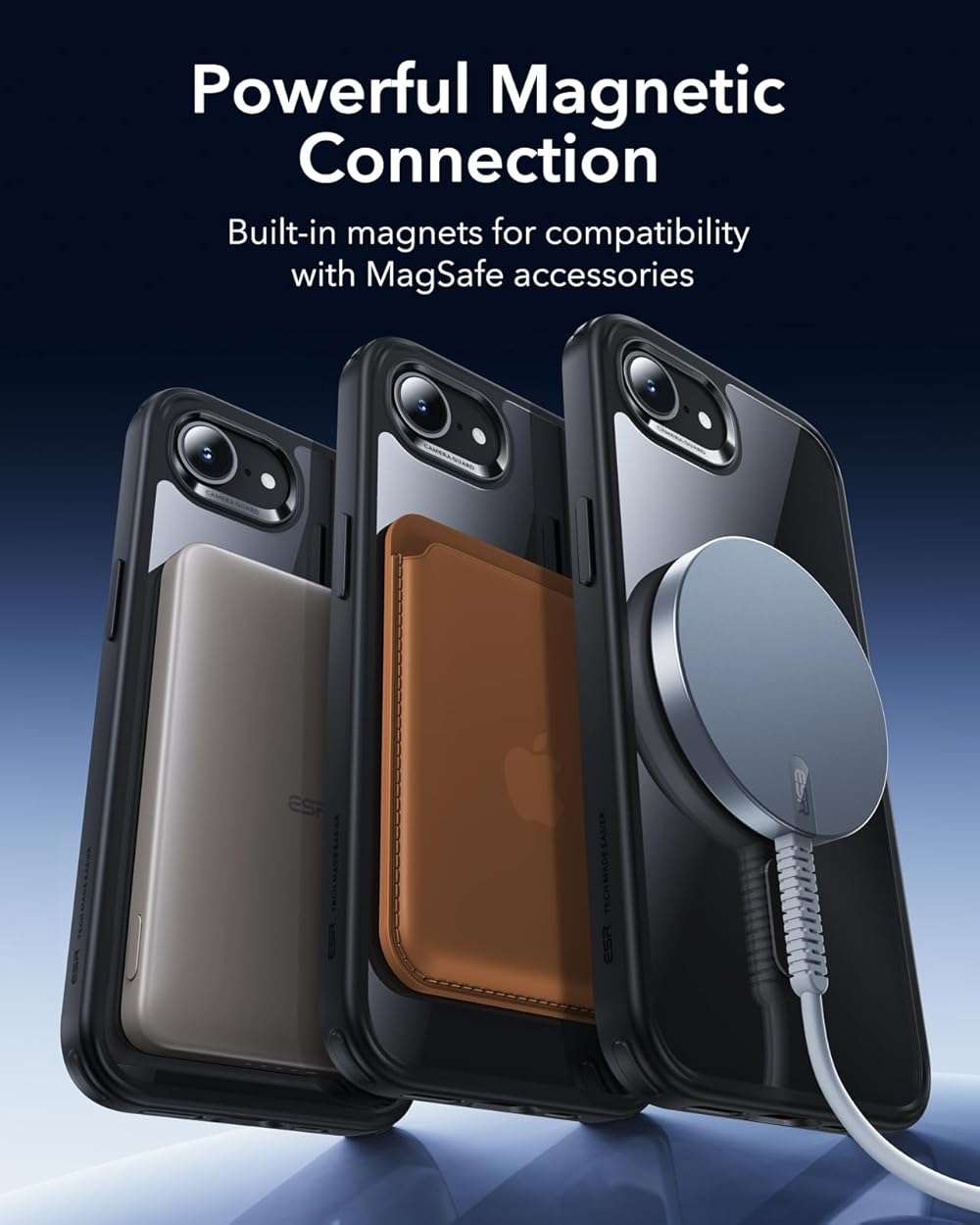 ESR for iPhone 17e/iPhone 16e Case, Compatible with MagSafe, Shockproof Military-Grade Protection, Scratch-Resistant Back, Magnetic Phone Case for iPhone 17e/16e, Classic Hybrid Case, Clear Black - Image 6