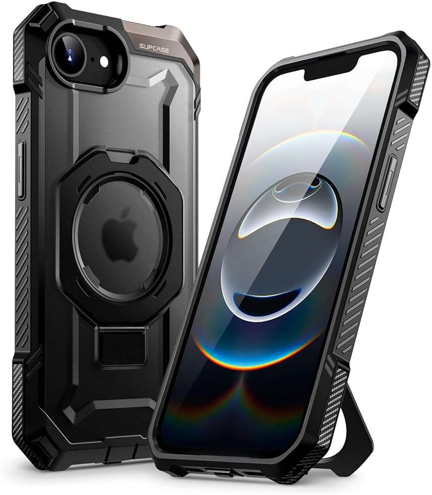 SUPCASE for iPhone 17e/16e Case with Stand (Unicorn Beetle Grip), [Compatible with MagSafe] [Military-Grade Drop Protection] Heavy Duty Rugged Magnetic Phone Case for iPhone 17e/16e 6.1", Black - Image 1